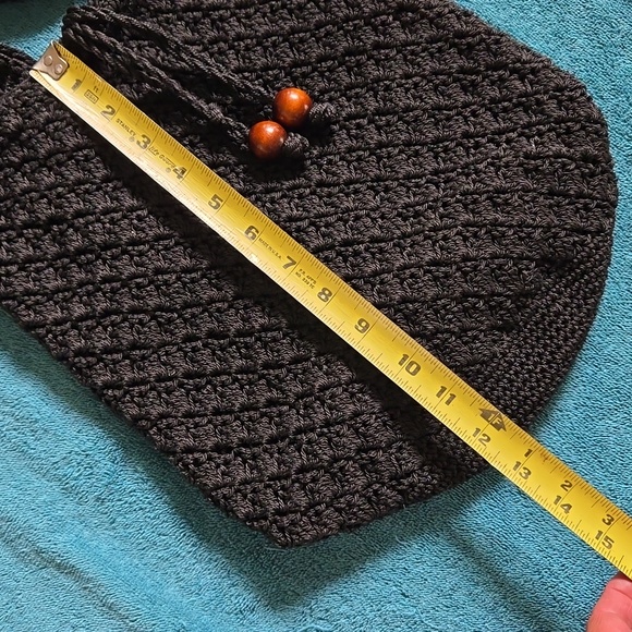 Black Raffia Woven Shoulder bag.Drawstring EUC - Picture 12 of 15